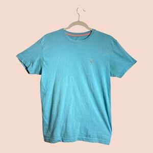 Tailorbyrd Collection Aqua Blue Pink Flamingo Emblem Tee Shirt, Men’s Small